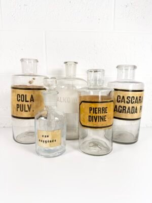 IMG_7429 ENSEMBLE DE 5 FLACONS D'APOTHICAIRE