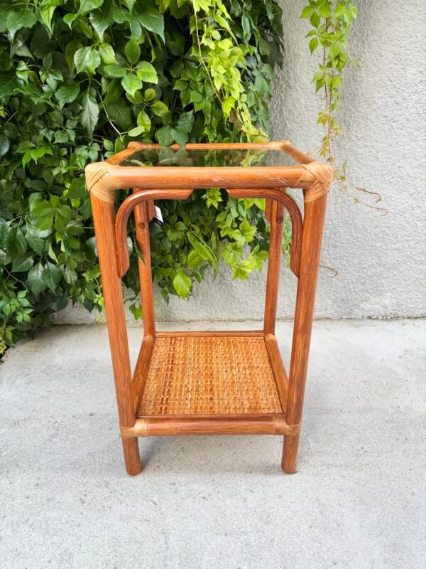 IMG_6932 TABLE D'APPOINT ROTIN ET VERRE