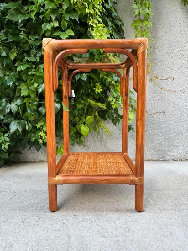 IMG_6933 TABLE D'APPOINT ROTIN ET VERRE