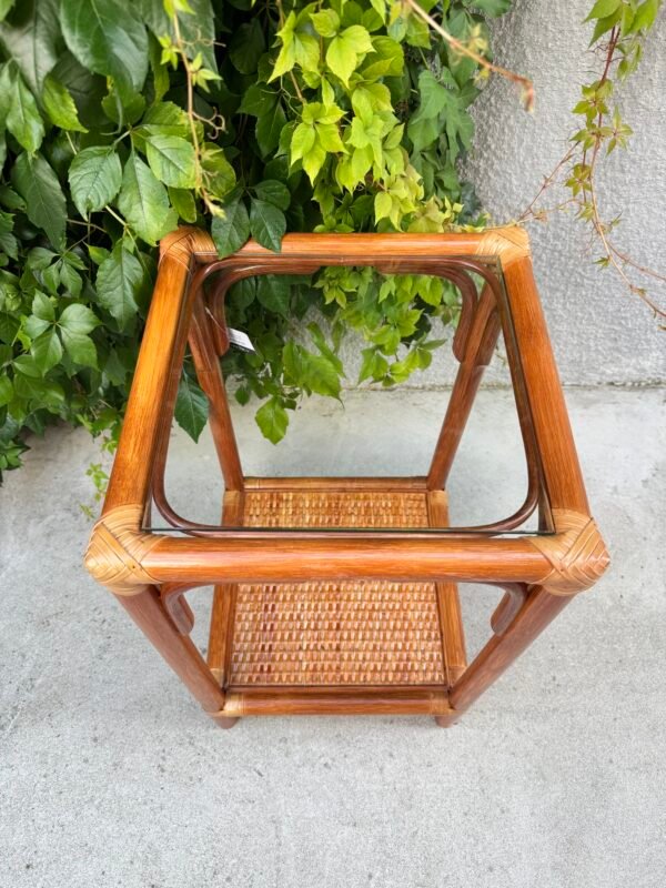 IMG_6934 TABLE D'APPOINT ROTIN ET VERRE