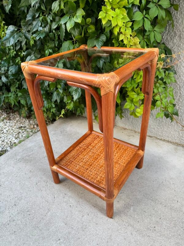 IMG_6935 TABLE D'APPOINT ROTIN ET VERRE