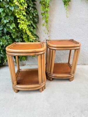 PAIRE DE CHEVETS ROTIN