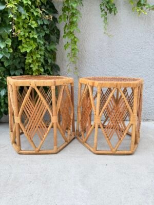 ENSEMBLE 2 TABLES D'APPOINT ROTIN/BAMBOU