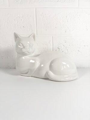 STATUE CHAT BLANC PLUME