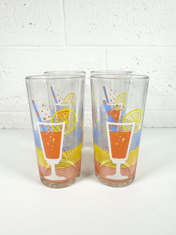 4 VERRES RAYURES COCKTAILS