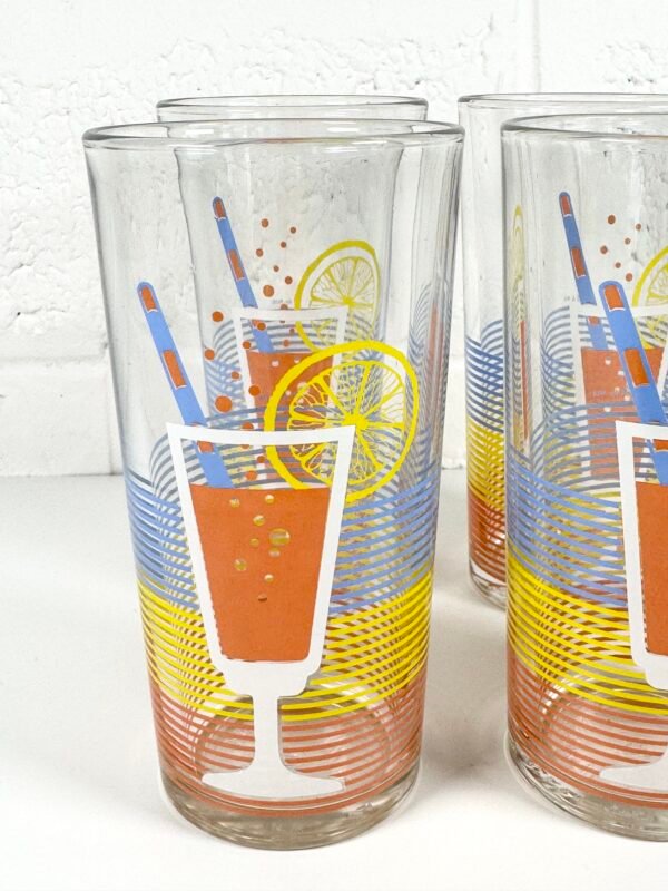 4 VERRES RAYURES COCKTAILS