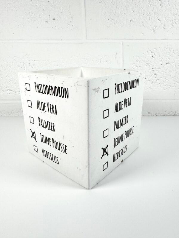 CACHE POT BÉTON BLANC