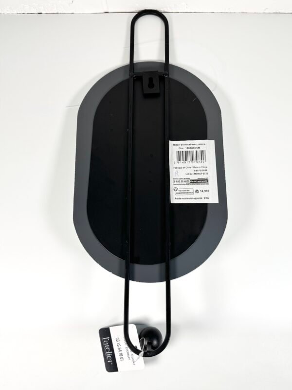 IMG_8984 MIROIR OVALE MÉTAL NOIR + PATÈRE