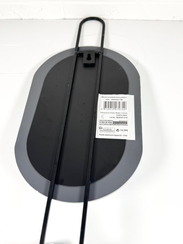 IMG_8985 MIROIR OVALE MÉTAL NOIR + PATÈRE