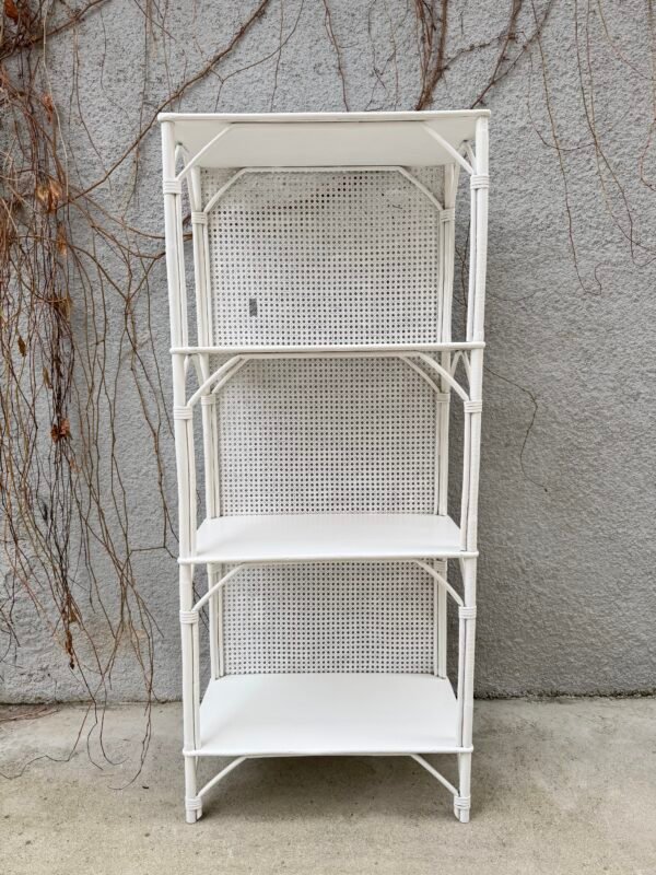 ÉTAGÈRE ROTIN ET CANNAGE BLANCHE