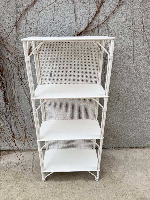 ÉTAGÈRE ROTIN ET CANNAGE BLANCHE