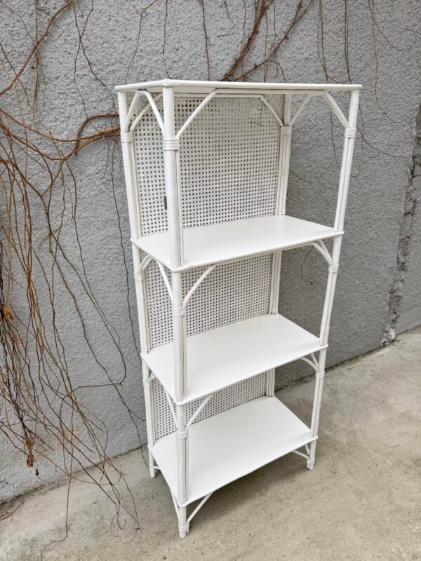 ÉTAGÈRE ROTIN ET CANNAGE BLANCHE