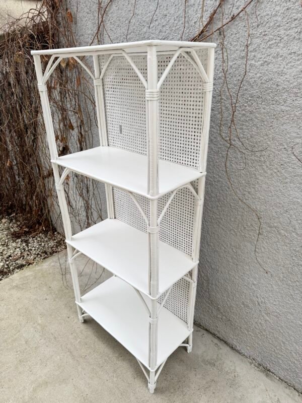 ÉTAGÈRE ROTIN ET CANNAGE BLANCHE