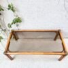 TABLE BASSE ROTIN ET VERRE FUMÉ