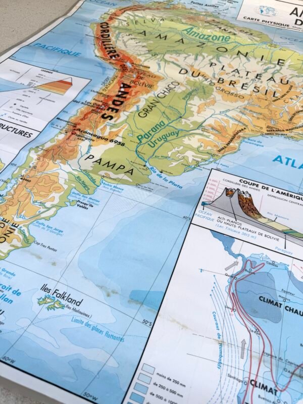 CARTE VINTAGE AMÉRIQUE DU SUD