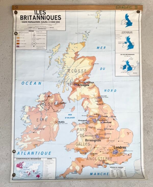 CARTE VINTAGE ILES BRITANNIQUES