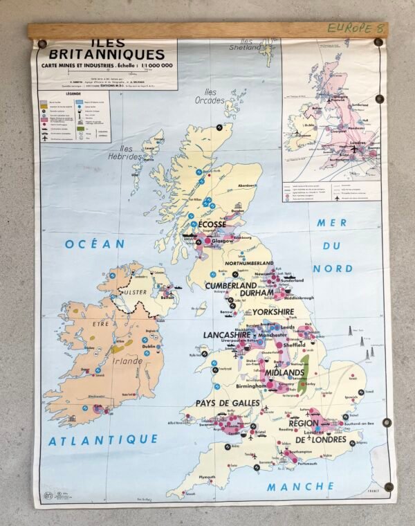 CARTE VINTAGE ILES BRITANNIQUES