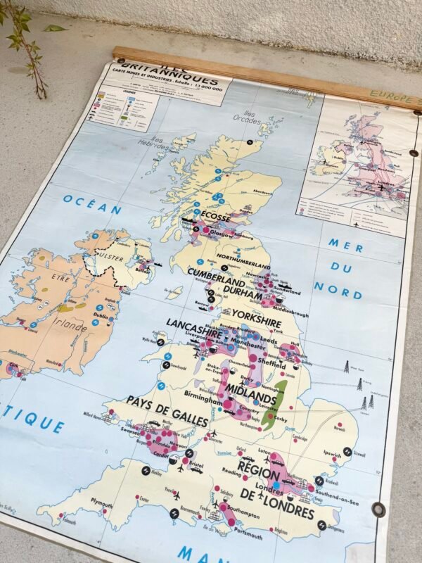 CARTE VINTAGE ILES BRITANNIQUES