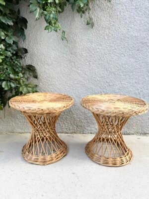 PAIRE DE CHEVETS ROTIN DIABOLO